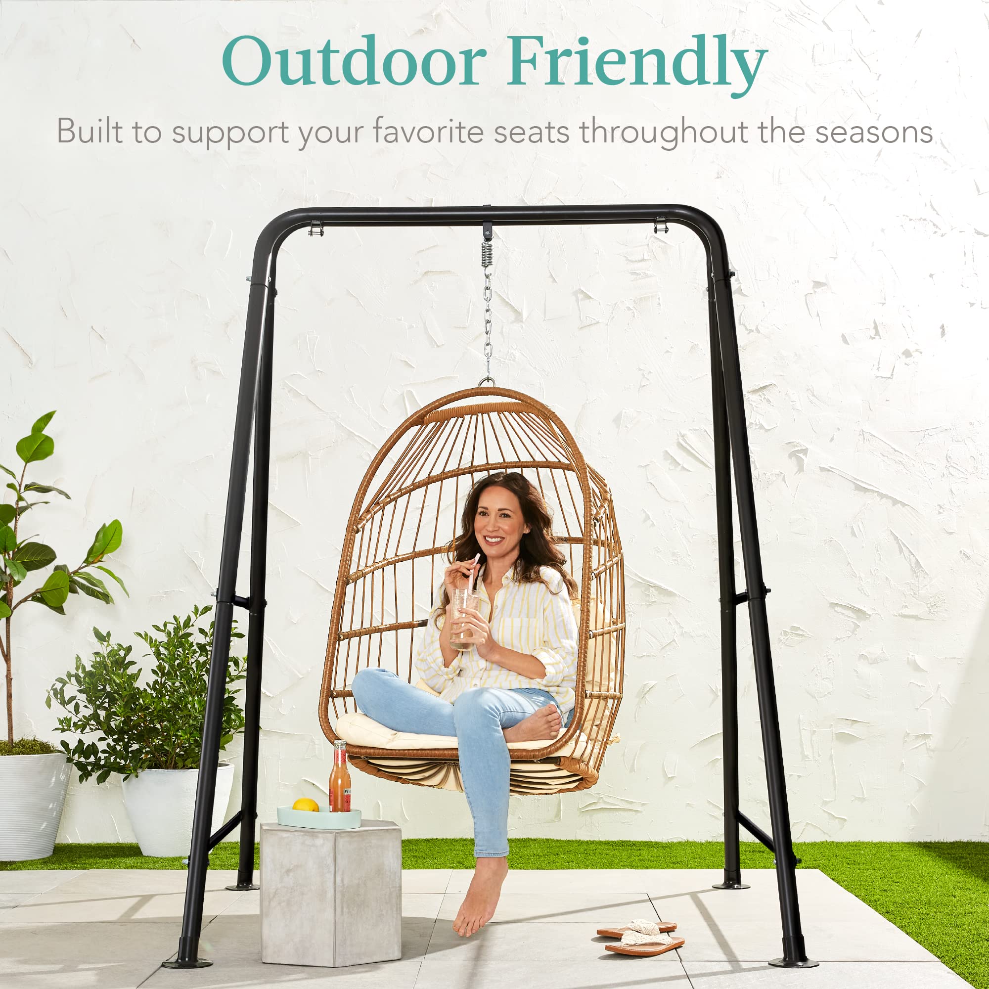 Best Choice Products Hammock Chair Stand, 75In Tall Heavy Duty Indoor Outdoor Steel Hanging Base W/Hardware - Stand Only