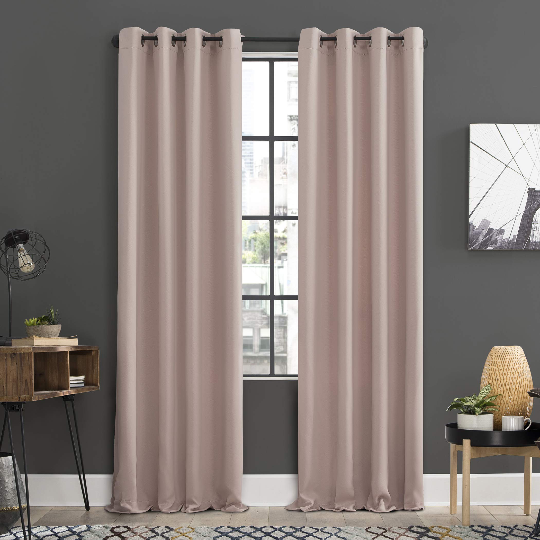 Sun Zero Soho 2-pack Blackout Energy Efficient Grommet Curtain Panel Pair, 54 x 84, Blush Pink