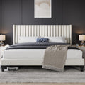 Yaheetech King Bed Frame Upholstered Platform Bed With Fabric Headboard, Wing Edge Design/Non-Slip And Noise-Free/Wooden Slats Support/No Box Spring Needed/Easy Assembly, Dark Gray King Bed