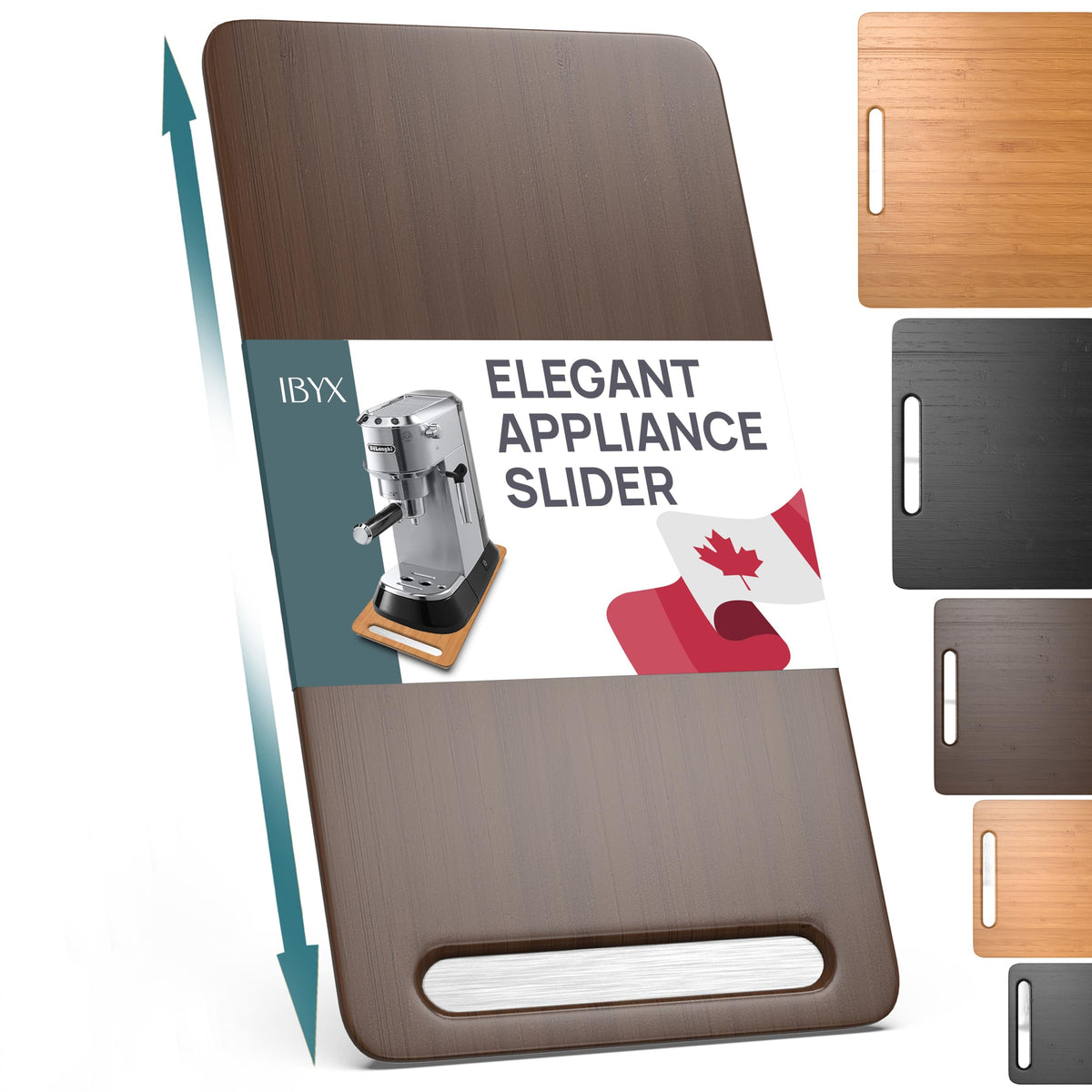 Ibyx Elegant Sliding Tray For Your Coffee Maker & Heavy Kitchen Appliances - Sturdy, Slides Easily From Under The Cabinet (Brown