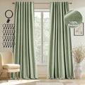 Miulee 100% Blackout Curtains 84 Inches Long, Linen Curtains & Drapes For Bedroom Back Tab Living Black Out Window Treatments Thermal Insulated Room Darkening Rod Pocket, Sage Green, 2 Panels