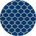 Unique Loom Trellis Frieze Collection Area Rug - Rounded (8' Round, Navy Blue/ Ivory)