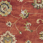 HomeRoots Wool 8'x11' Sienna Orange Hand Tufted Allover Traditional Floral Indoor Area Rug