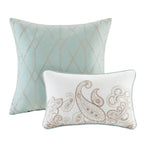 Madison Park Pure Ronan Cotton Comforter Set - Casual Paisley Design, All Season Alternative Down Cozy Bedding, Matching Shams, Decorative Pillows, Blue King/Cal King(104'X92') 5 Piece