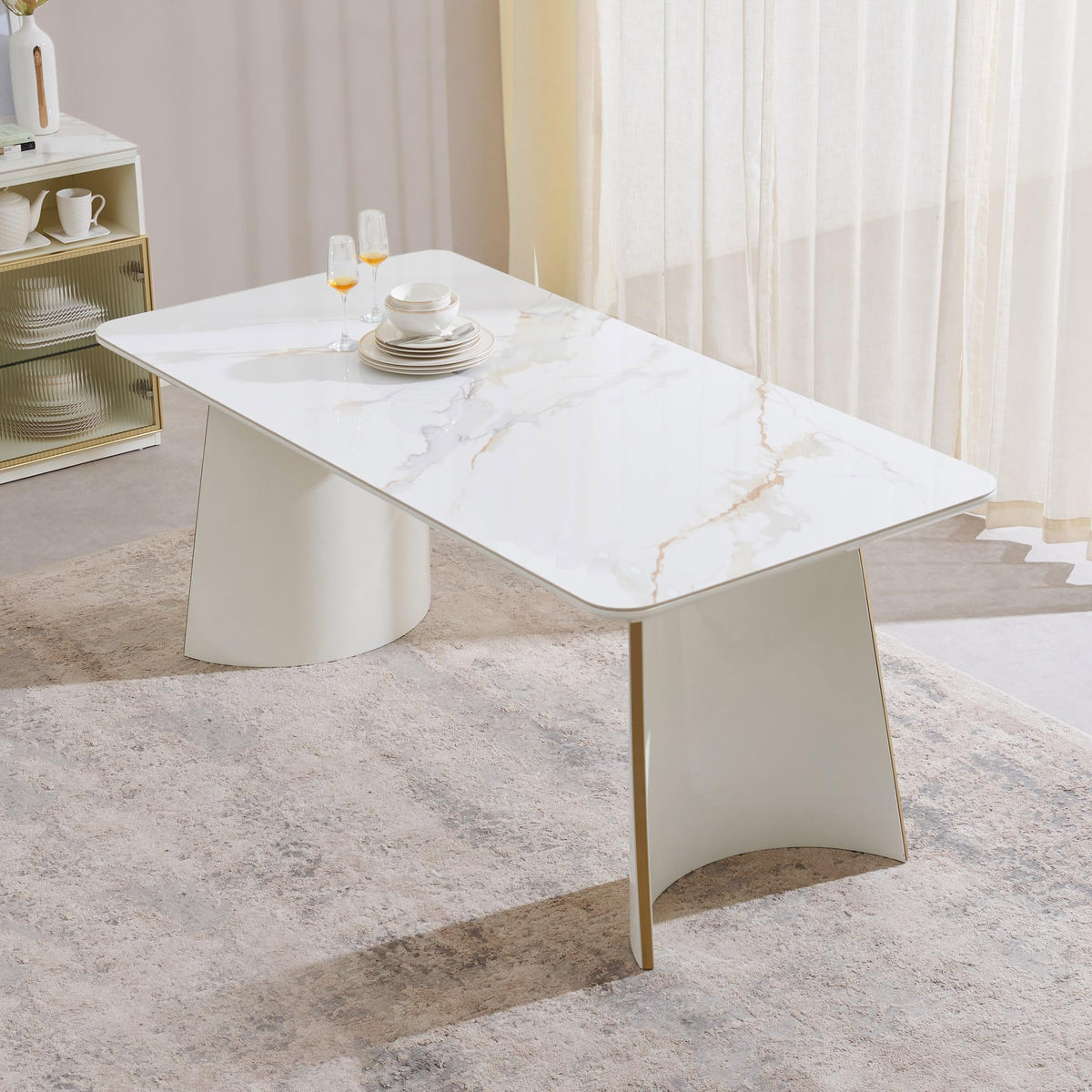 Home Centre | Senorita 6Seater Dining Table | Dining Set For Home | Engineered Wood | Cream | 1 Year Warranty