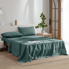 Everly Linen Sheets California King Size,100% Stonewashed French Linen Sheets Deep Pocket Sheets,4Pieces (1Flat Sheet,1Fitted Sh
