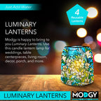 Modgy Luminary Decorative Lanterns For Indoor, Outdoor, Wedding Table Centerpiece Decor 4-Pack, With Flameless Floating Led Cand