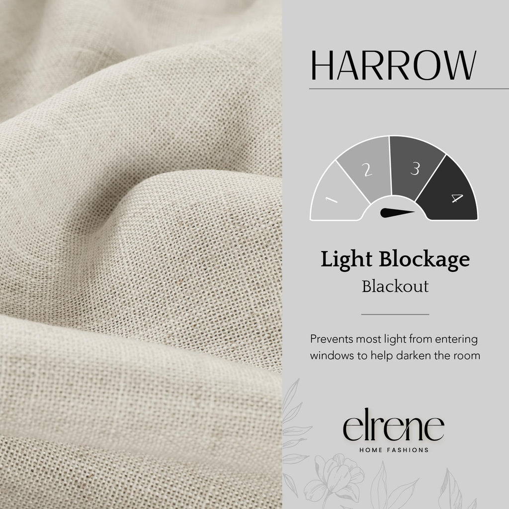 Elrene Home Fashions Harrow Solid Texture Blackout Single Window Curtain Panel, 52''X84'', Natural