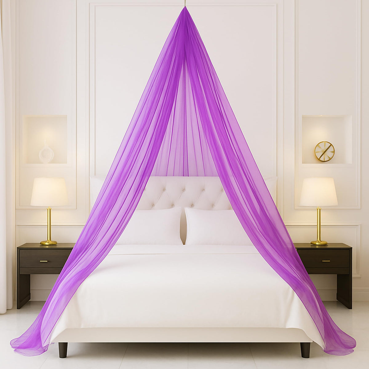 1iAM Lavender Decoration Net Combo Pack of 4 | 1pc 16x5ft Cabana Lavender Net, 2pcs Hooks & 1pc Ribbon For Home Decor, Birthday,