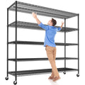 REIBII 60''W X 82.6'' H Steel Heavy Duty Wire Shelving Unit with Wheels, 6-Tier Adjustable Storage Shelves 3500LBS Commercial Me