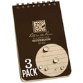 Rite In The Rain Weatherproof Top Spiral Notebook, 3' X 5', Brown Cover, Universal Pattern, 3 Pack (No. 435-3X)