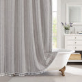 Mitovilla Boho Farmhouse Fabric Shower Curtain Set, Brown Grey Modern Cotton Linen Shower Curtains For Vintage Rustic Bathroom D