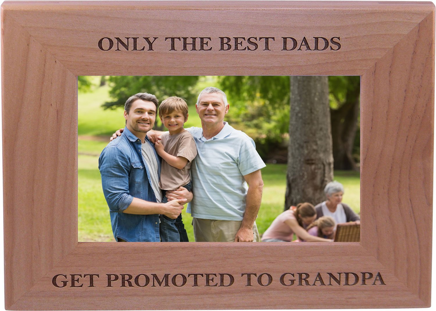 Only The Best Dads Get Promoted to Grandpa 4x6 Inch Wood Picture Frame - Great Gift for Fathers Day Birthday for Dad Grandpa Pa