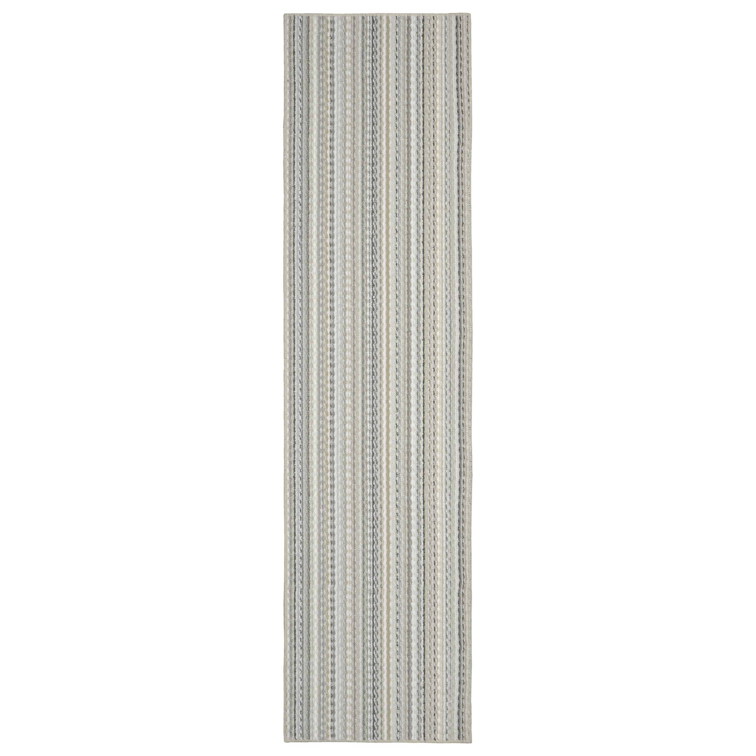Garland Rug Carnival Stripe Assorted Earth Tone 3'x12' Modern Stain Resistance Runner