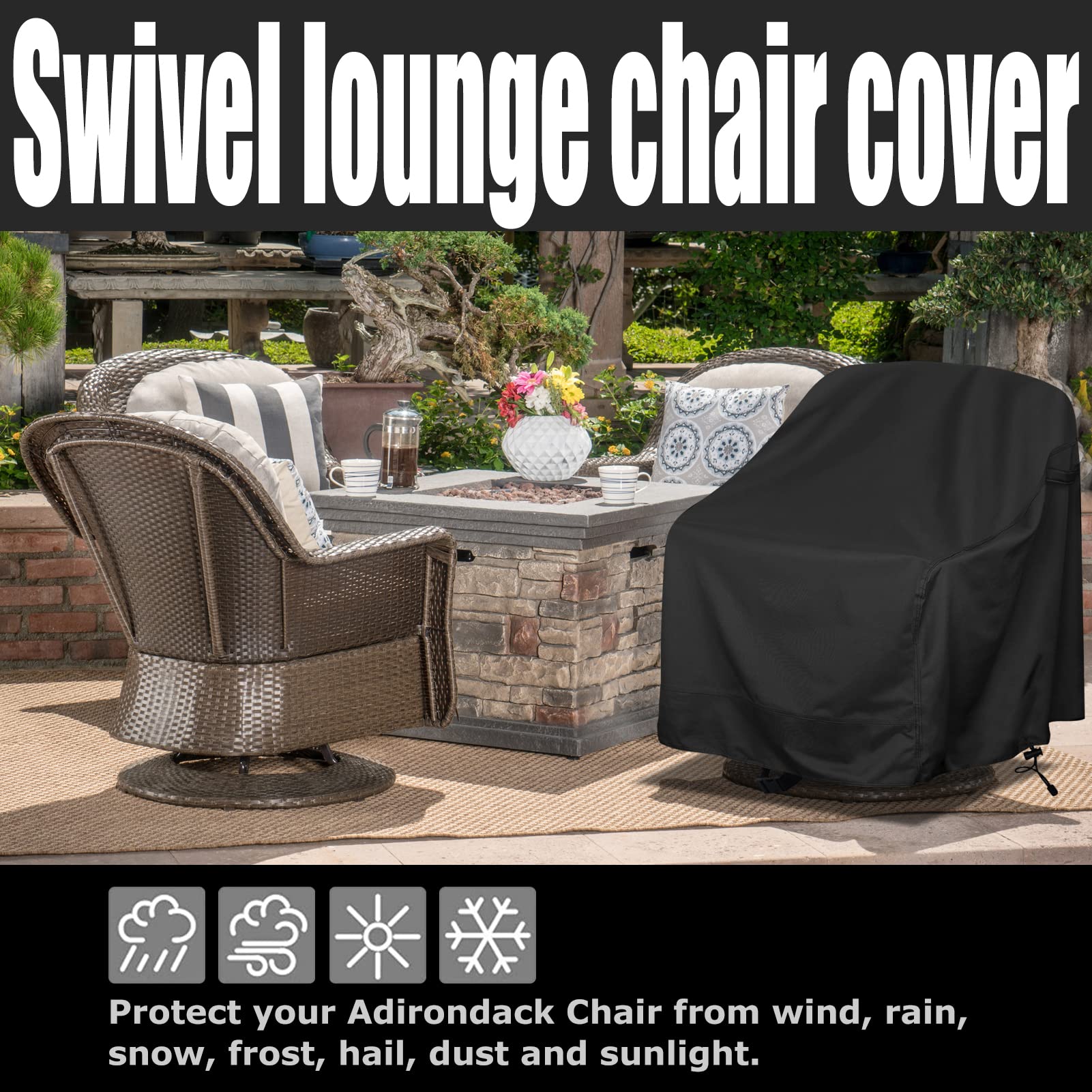 Outdoor Swivel Lounge Chair Cover 2 Pack, Fits To (39' W X 37' D X 38' H) Lawn Patio Chairs, 420D Tear-Resistant, Uv Resistant, Waterproof For Furniture Covers