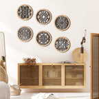 Ferraycle 6 Pieces Thicken Rustic Wall Decor Farmhouse Wall Art Decor Wooden Round Wall Art Rustic Hollow Carved Wall Art For Li