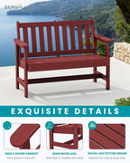 Serwall Outdoor Bench, Hdpe Outdoor Benches Weatherproof, 2-Person Garden Bench With 660 Lbs Weight Capacity, Patio Benches For Outdoors, Garden, Porch, Backyard And Park, Red