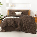 Litanika King Size Comforter Set With Sheets Brown - 7 Pieces Bed In A Bag King Chevron Tufted Complete Beddding Sets With Comfo