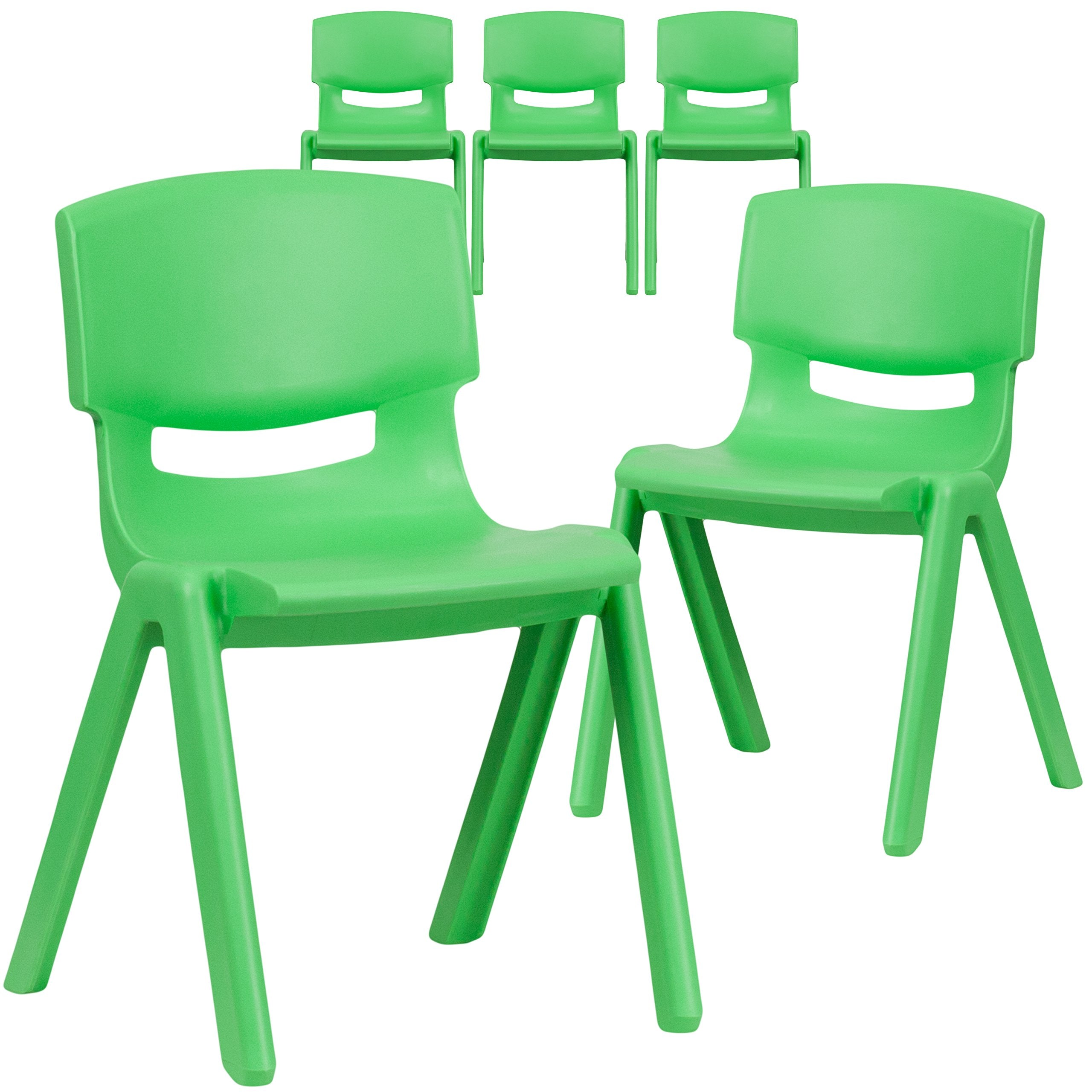 Green Plastic Stackable School Chair with 13.25 Seat Height pack of 5