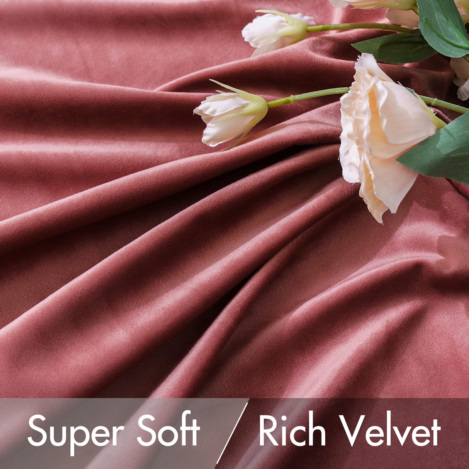 Miulee Velvet Curtains 90 Inches 2 Panels - Luxury Blackout Curtains For Bedroom Living Room Thermal Insulated Super Soft Window Drapes Rod Pocket & Back Tab, Dusty Rose Pink, W52 X L90 Inch