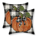 Fall Pillow Covers 18X18 Set Of 2 Pumpkin Maple Leaves And Buffalo Plaid Fall Decor Pillowcase Linen Autumn Thanksgiving Decorat