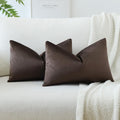 Otostar Pack Of 2 Velvet Soft Solid Decorative Throw Pillow Covers 16 X 24 Inch Pillow Covers Lumbar Cushion Case Couch Pillowcases For Sofa Bed Home Decor (Chocolate Brown)