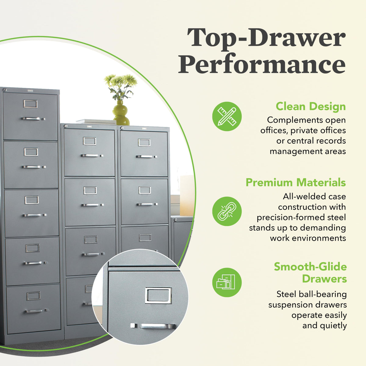 Hon 310 Series Vertical Files W/Locks-5 Drawer File, Vertical, Letter, 15"X26-1/2"X60", Putty