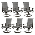Udpatio Patio Swivel Dining Chairs Set Of 6, Outdoor Swivel Chairs High Back With All Weather Textilene Metal Rocking Frame For Lawn Garden Backyard, Dark Gray