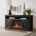 Belleze 58' Farmhouse Fireplace Tv Stand For Tvs Up To 65', 23' Electric Fireplace Heater With Sound, Entertainment Center Media Console Table Barn Door Storage Cabinets For Living Room - Rustic Grey