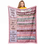 Loxezom To My Bonus Daughter Gifts Throw Blanket 60' X 50', Step Daughter Gifts From Stepmom Stepdad For Teen Girls Women, Bes