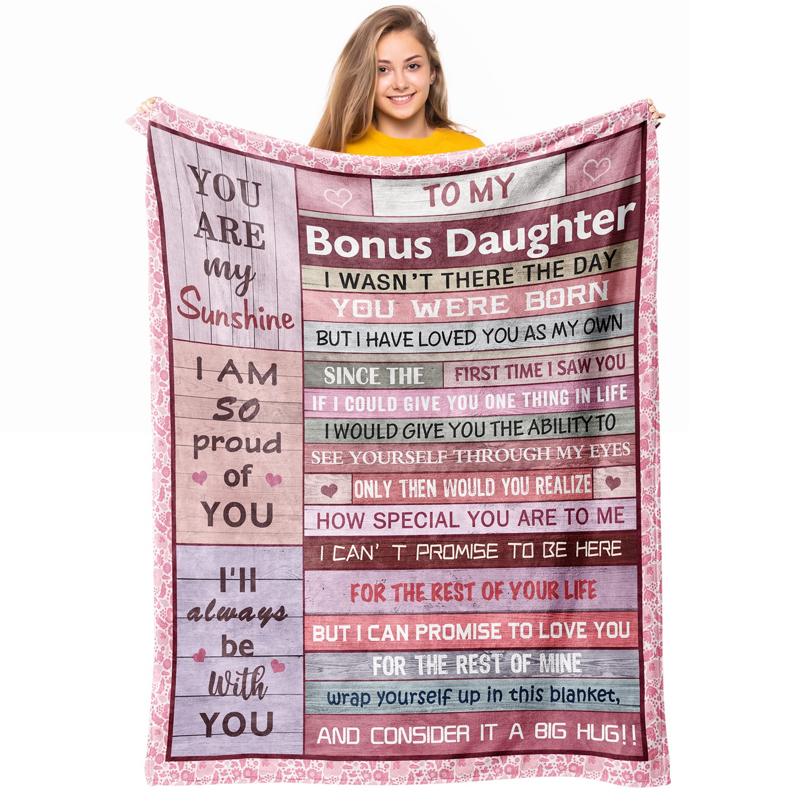 Loxezom To My Bonus Daughter Gifts Throw Blanket 60' X 50', Step Daughter Gifts From Stepmom Stepdad For Teen Girls Women, Bes