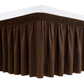 Biscaynebay Wrap Around Bed Skirts For King & Cal King Beds Short Drop Of 12', Brown Adjustable Elastic Dust Ruffles Easy Fit W