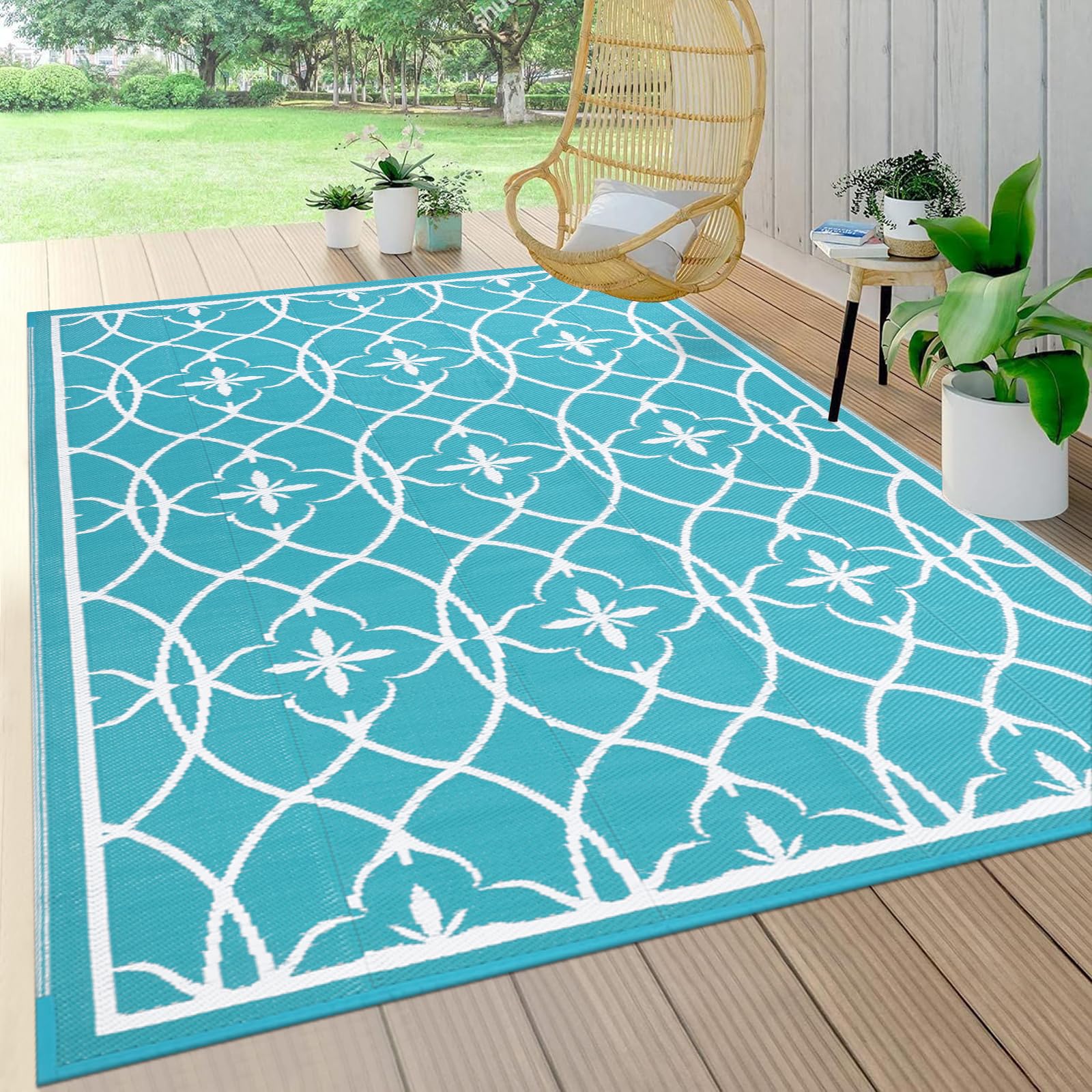 Pauwer Outdoor Rug Waterproof, 5'X8' Reversible Outdoor Plastic Straw Rug, Outdoor Patio Camping Rug Rv Mat, Indoor Outdoor Area