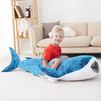 Mukouxun Giant Whale Shark Plush Pillow Toy - 120cm Blue Stuffed Animal, Realistic Plush, Model LJY-120CM