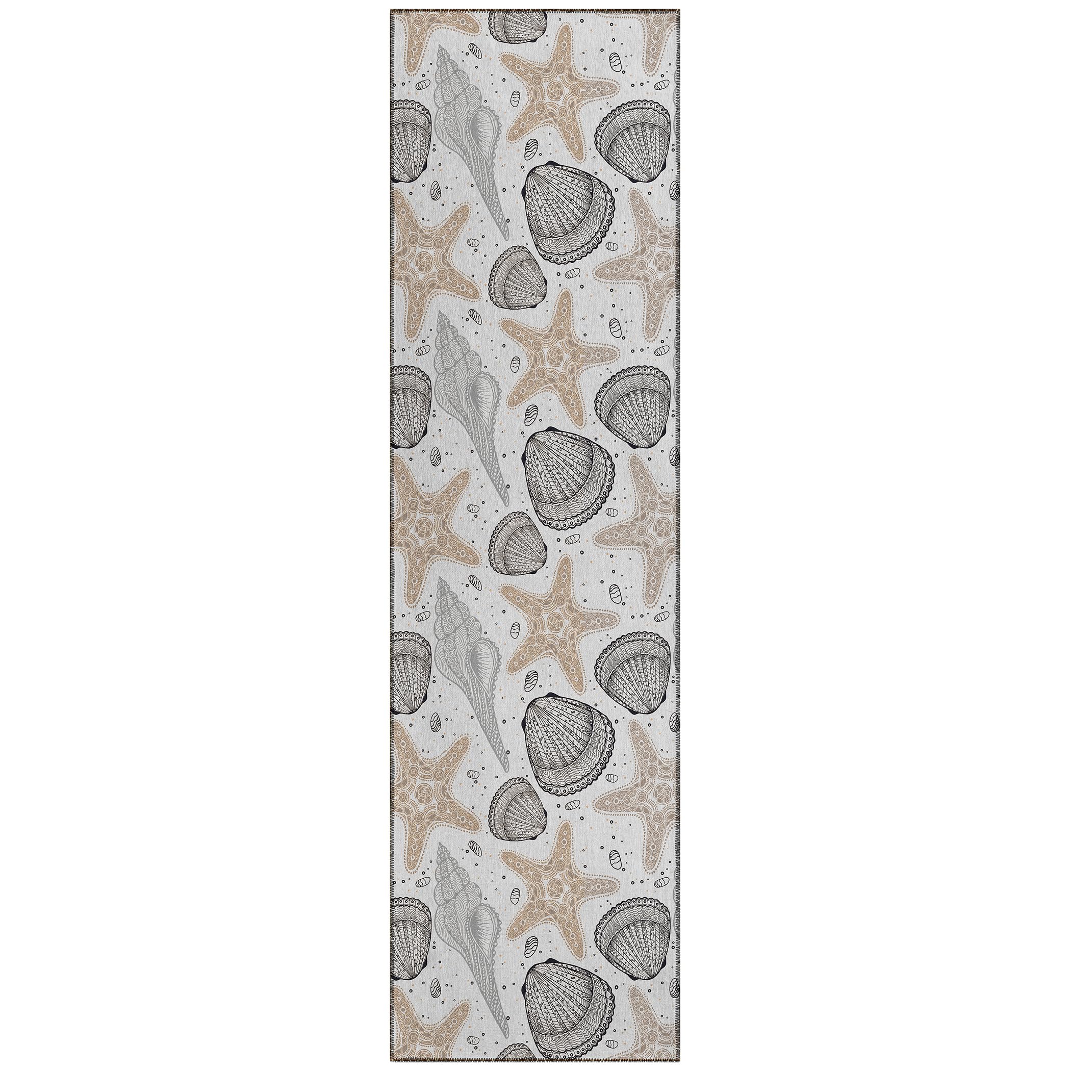 Addison Rugs Surfside ASR34 Fog 23 x 76 Indoor Outdoor Runner Rug, Easy Clean, Machine Washable, Non Shedding, Bedroom, Living