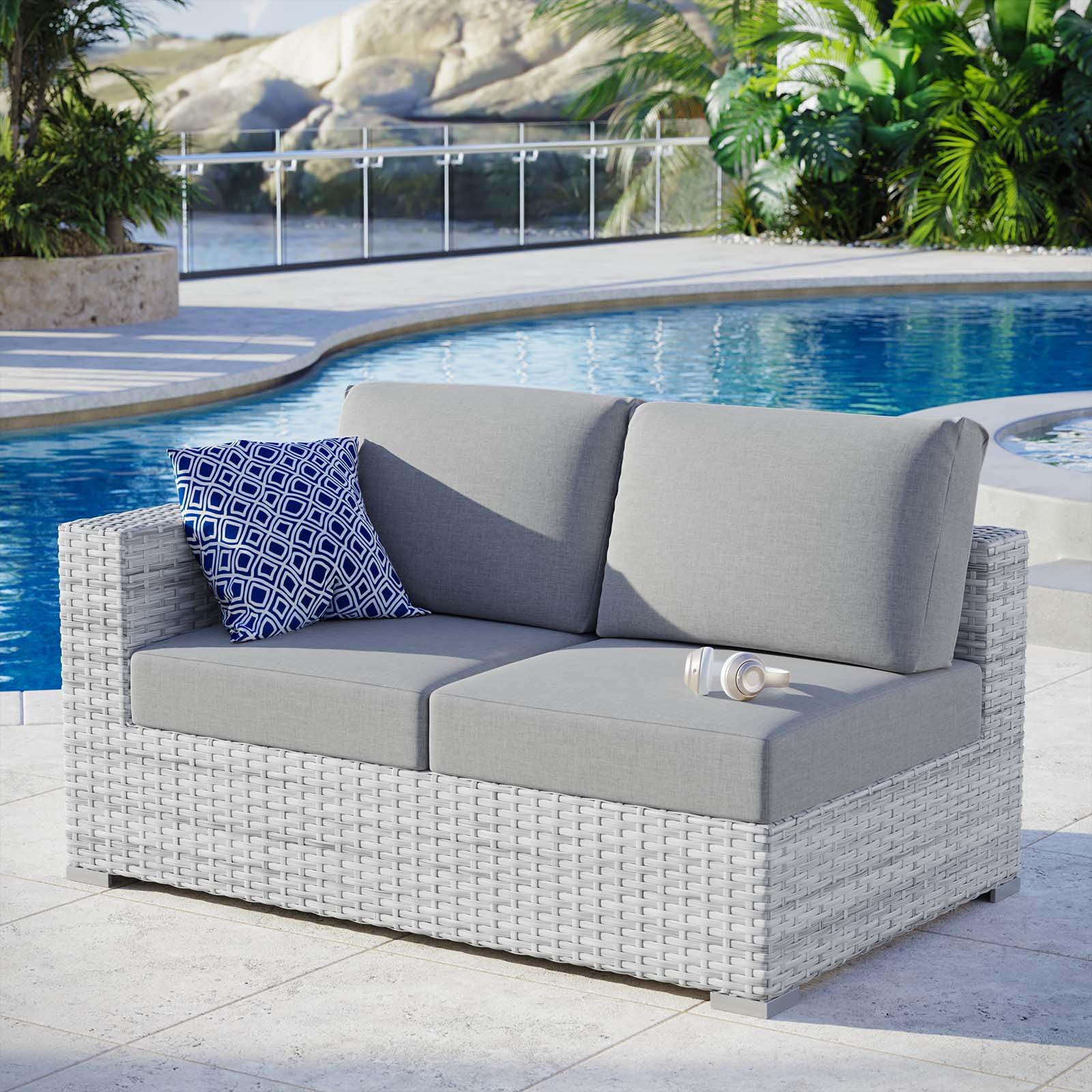 Modway EEI-4303-LGR-GRY Left-Arm Loveseat, Light Gray Gray