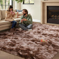 Brown Fuzzy Rugs for Bedroom Fluffy 4x6 ft Living Room Rug Coffee Soft Area Rugs Non-Slip Shag Carpet for Nursery Kids PlayRoom 