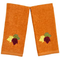 Serafina Home Decor Farmhouse Fall Hand Towels: Terracotta Rust Cotton Towels with Autumn Leaves of Burgundy Green and Yellow Ha