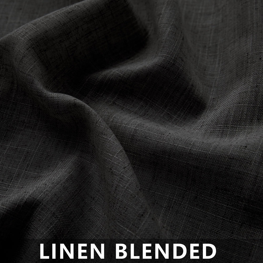 Mrs.Naturall Black Back Tab Linen Blend Sheer Curtains For Living Room 52X63 Inches Long