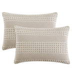 Phf 100% Cotton Waffle Pillowcases Standard Size, 2 Pack Soft Breathable Skin-Friendly Pillow Sham, Aesthetic Decorative Waffle