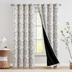 Jinchan 100% Blackout Curtains 90 Inch Length 2 Panels Grey Damask Medallion Window Curtains For Bedroom Grommet Thermal Insulated Drapes For Living Room Vintage Luxury Window Treatments Set