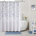 Central Park Navy Blue Leaf Shower Curtain Water Resistant Decorative Sweeping Floral Print Canvas Bathroom Spa Hotel Shower Cur