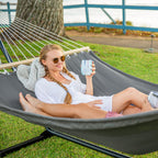 Suncreat 2 Person Hammock With Stand, Heavy Duty Portable Hammocks, 450 Lbs Capacity, Dark Grey