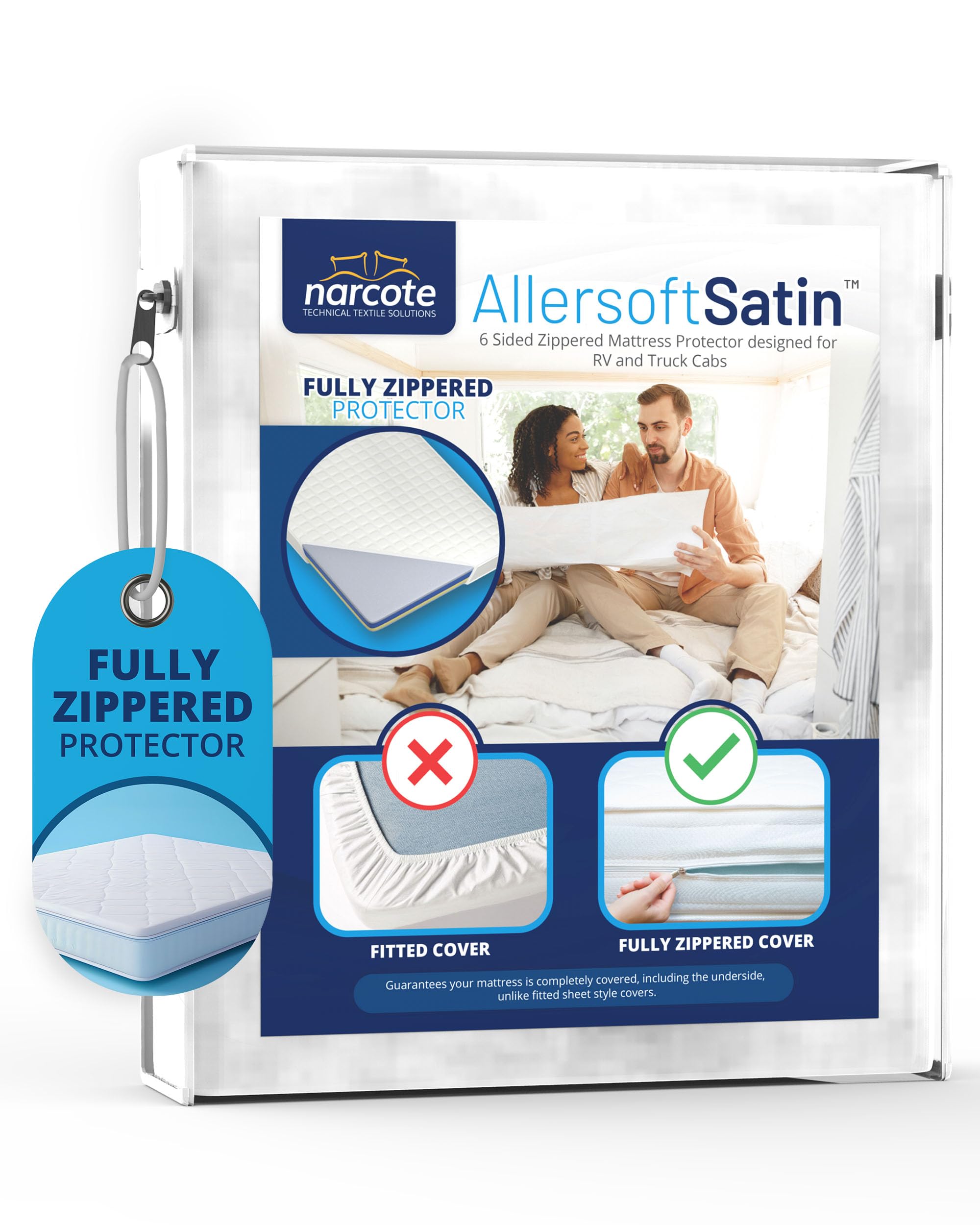 Rv 6 Sided Zippered Mattress Protector With Secure Locking Zipper For 72X80 Rv King. Creates A Natural Seal Around Your Mattress