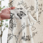 Lazzzy Farmhouse Linen Curtains Black Floral Curtains 108 Inch Length Back Tab Drapes For Living Room Bedroom Light Filtering Co