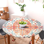 Ethnic Boho Round Fitted Tablecloth With Elastic Round Outdoor Tablecloth Round Elastic Tablecloth For Round Tables Waterproof W