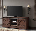 Wampat Morden Farmhouse Tv Stand For Tvs Up To 75 Inch With Sliding Barn Door,Wood Entertainment Center With Adjustable Media Storage Shelf For Living Room, Rustic Brown