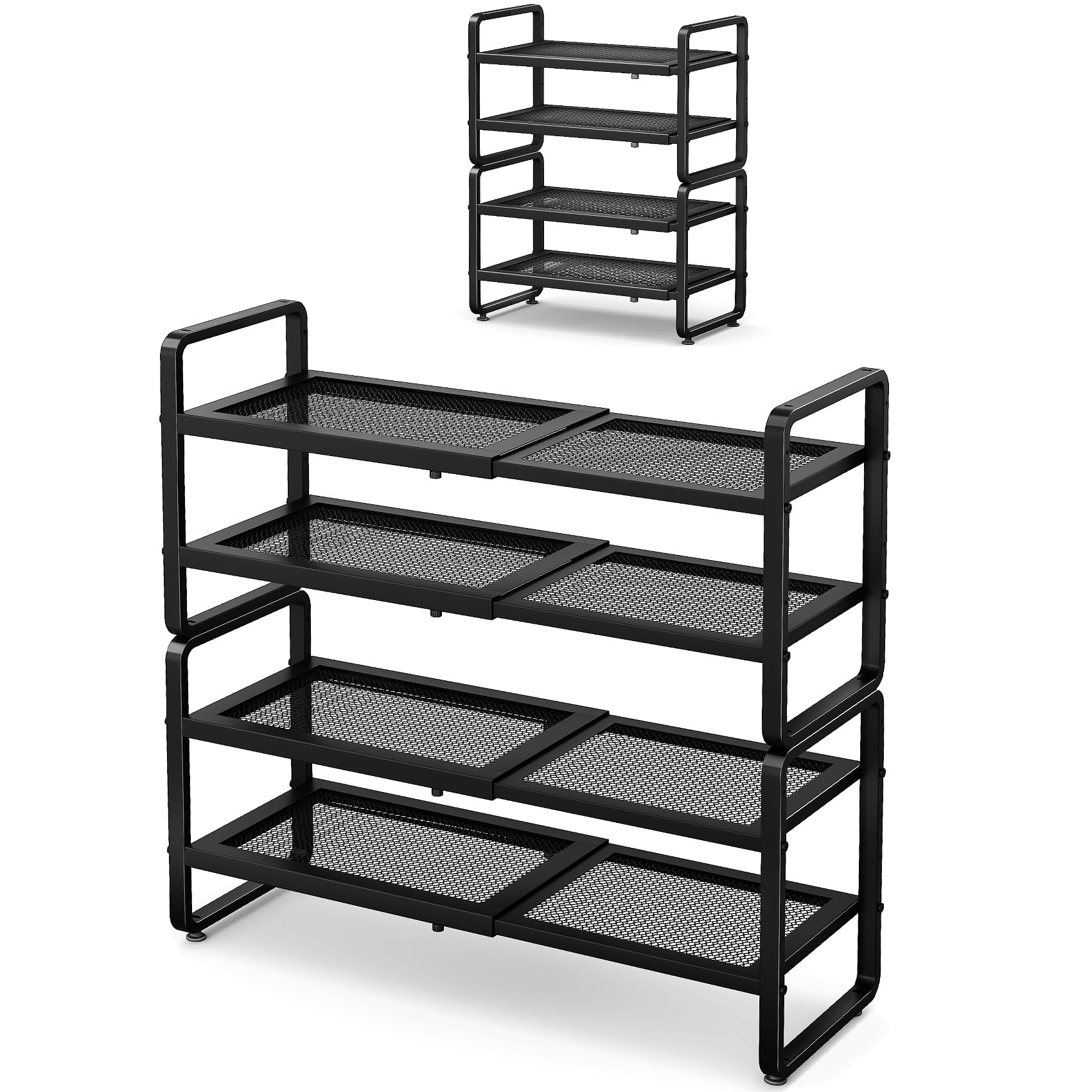 SNTD Shoe Rack - Expandable Shoe Organizer for Closet, Adjustable Metal Shoe Shelf Storage, Stackable Long Shoe Stand Holder for