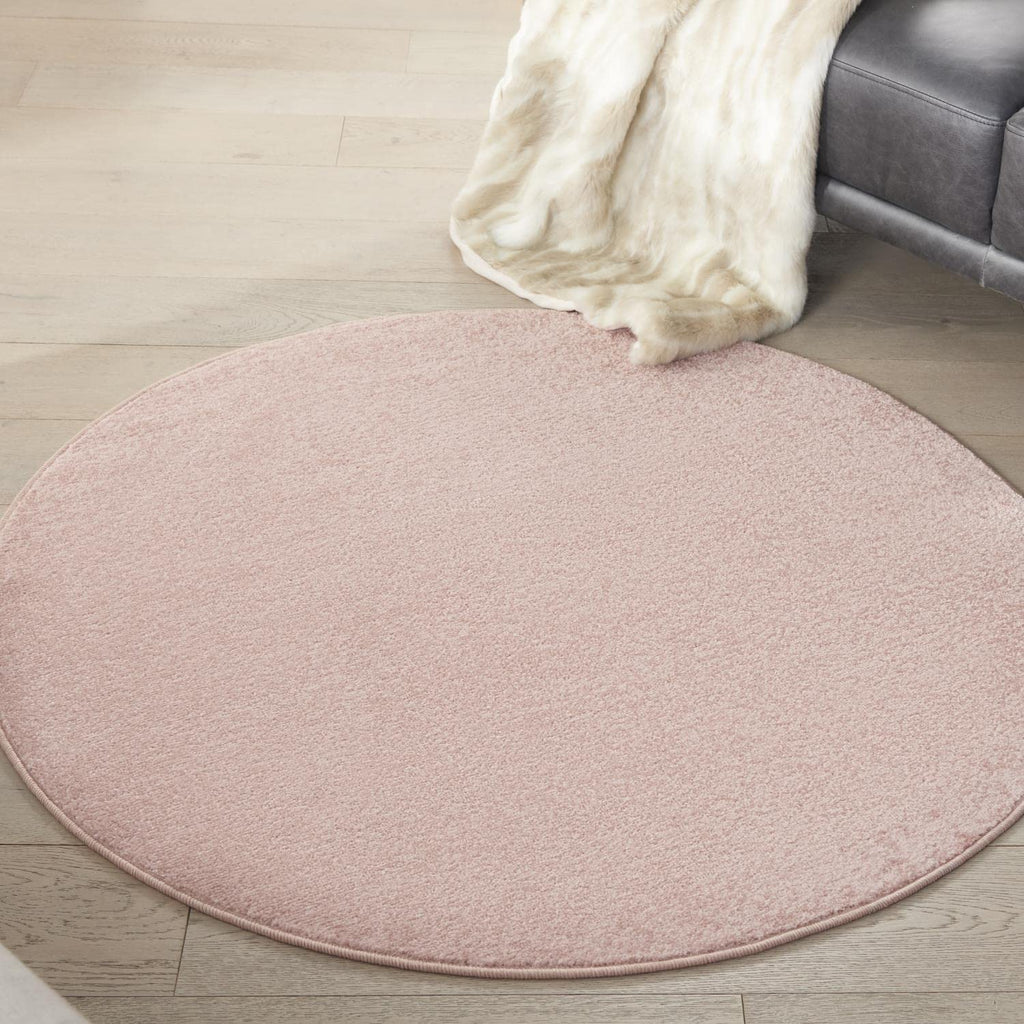 Nourison Essentials Indoor/Outdoor Pink 4' X Round Area -Rug, Easy -Cleaning, Non Shedding, Bed Room, Living Room, Dining Room, Backyard, Deck, Patio (4 Round)