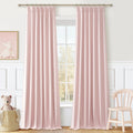 Pink Blackout Thick Linen Drapes 108 Inches Long 2 Panels Set for Bedroom, Extra Long Pinch Pleated Floor to Ceiling Boho Curtai